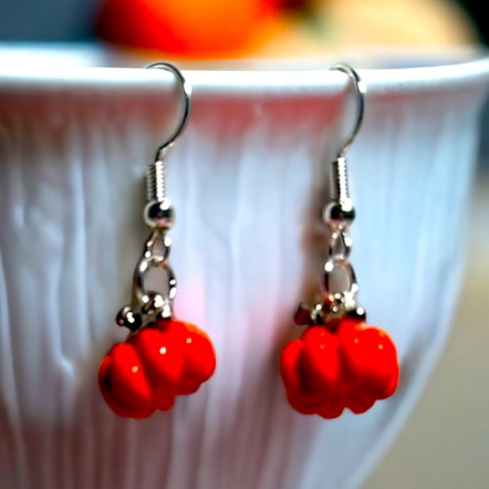 Orange pumpkin earrings